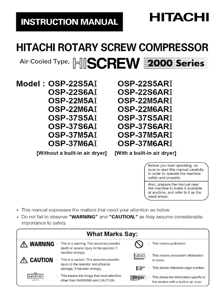 Hitachi Operation Manual | PDF