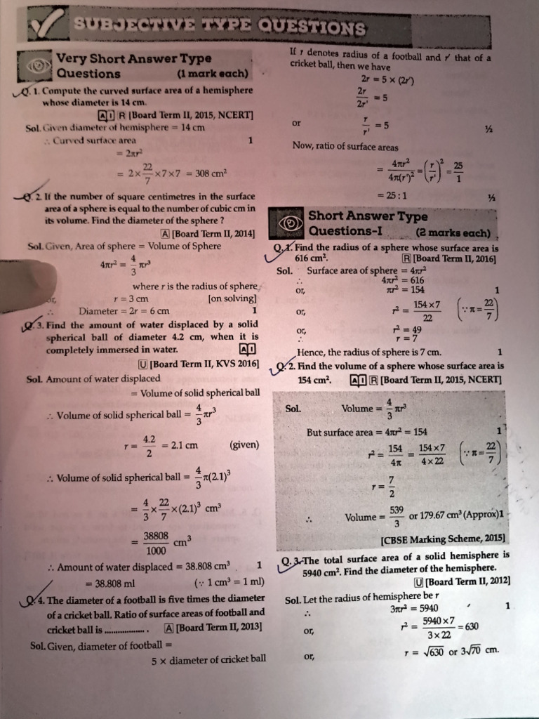 Volume and Surface Area of Spheres | PDF | Sphere | Geometric Measurement