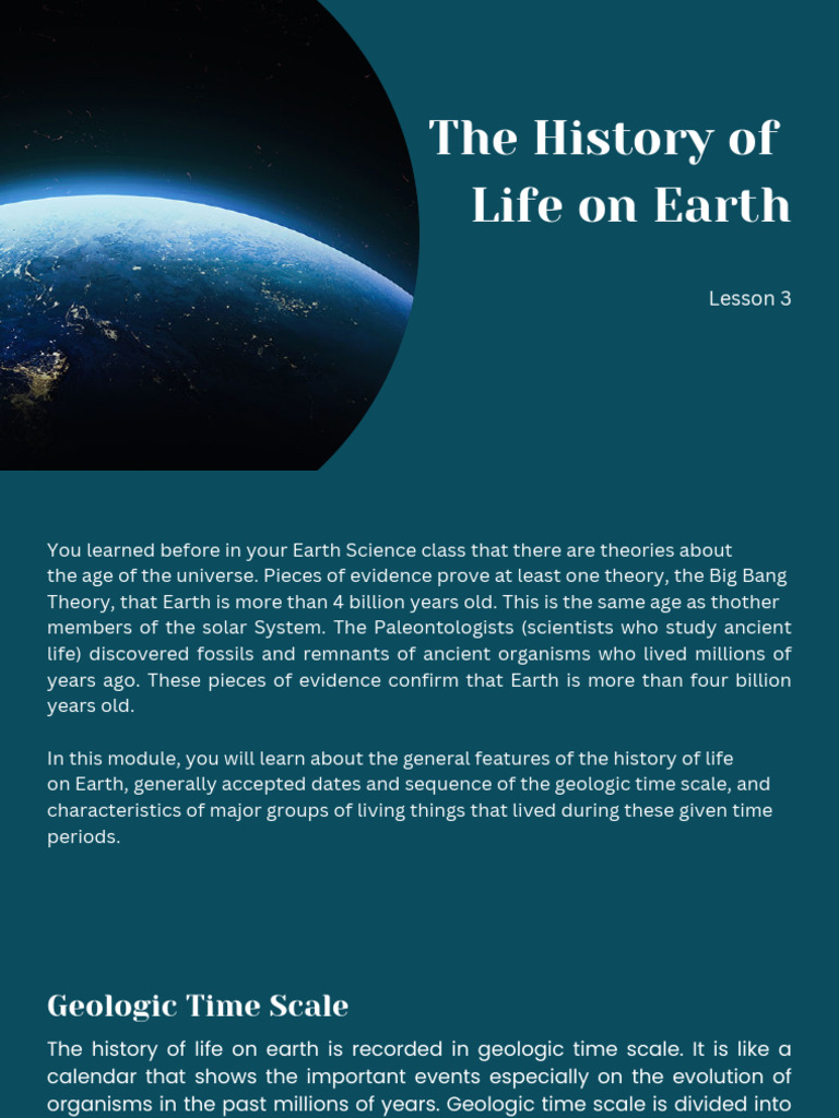History of Life on Earth Overview | PDF | Geologic Time Scale | Life