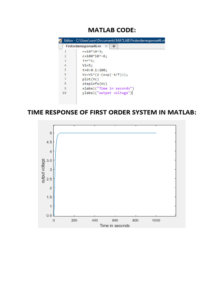 Matlab Code of First Order System.doc | PDF