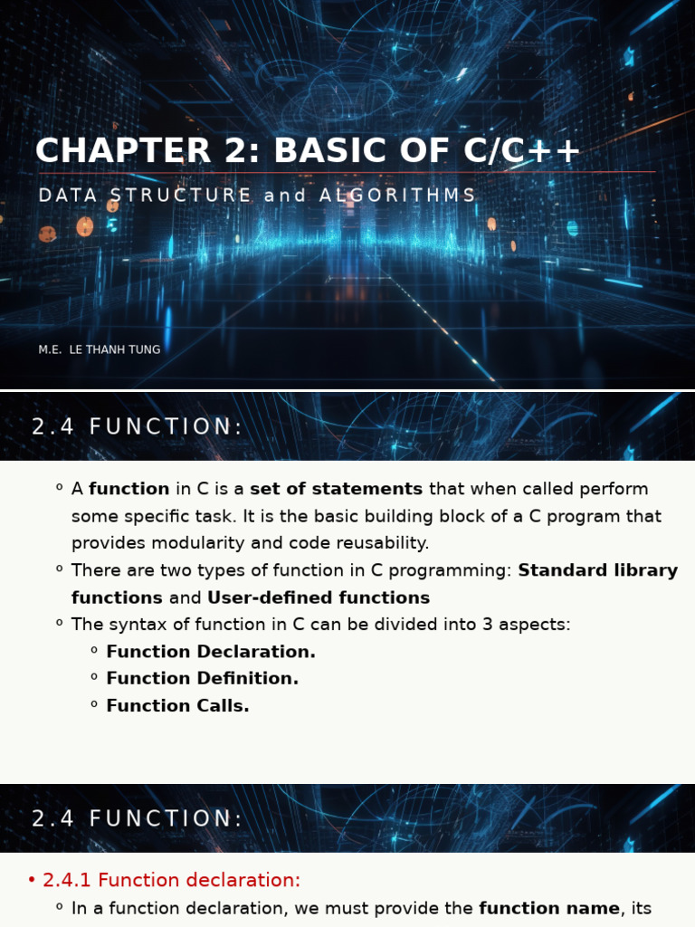 Chapter 2 - Basic of C - Function in C | PDF | Parameter (Computer ...