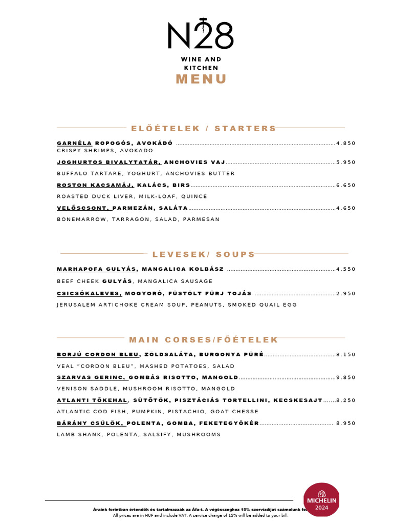 N28 Menu | PDF