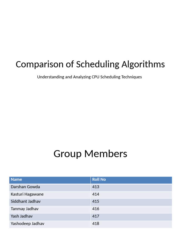 Comparison of Scheduling Algorithms | PDF | Scheduling (Computing ...