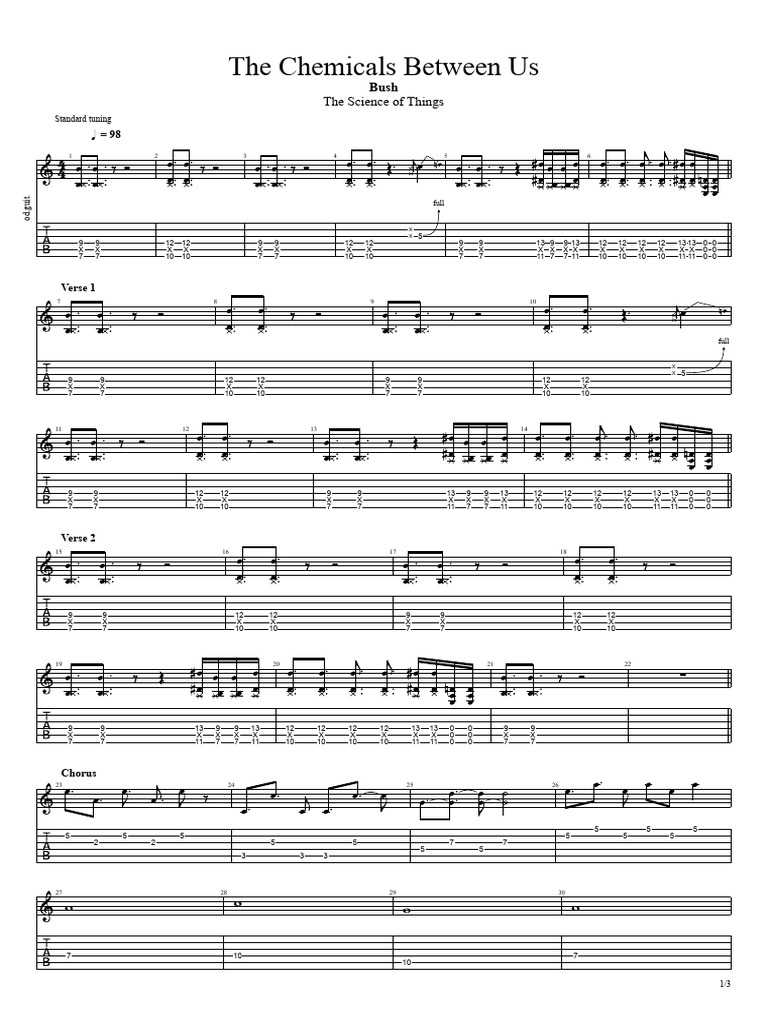 Chemicals Between Us: Guitar Tabs | PDF | Sound Recording | Rock Music