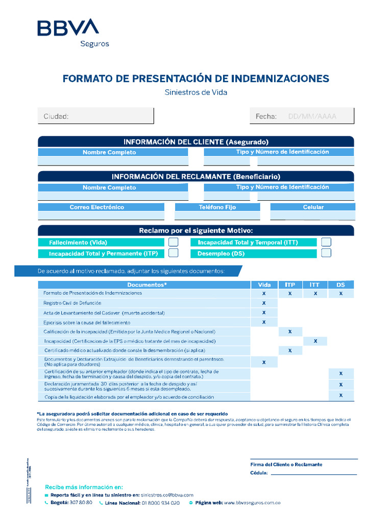 Formato de Presentación de Indemnizaciones V | PDF