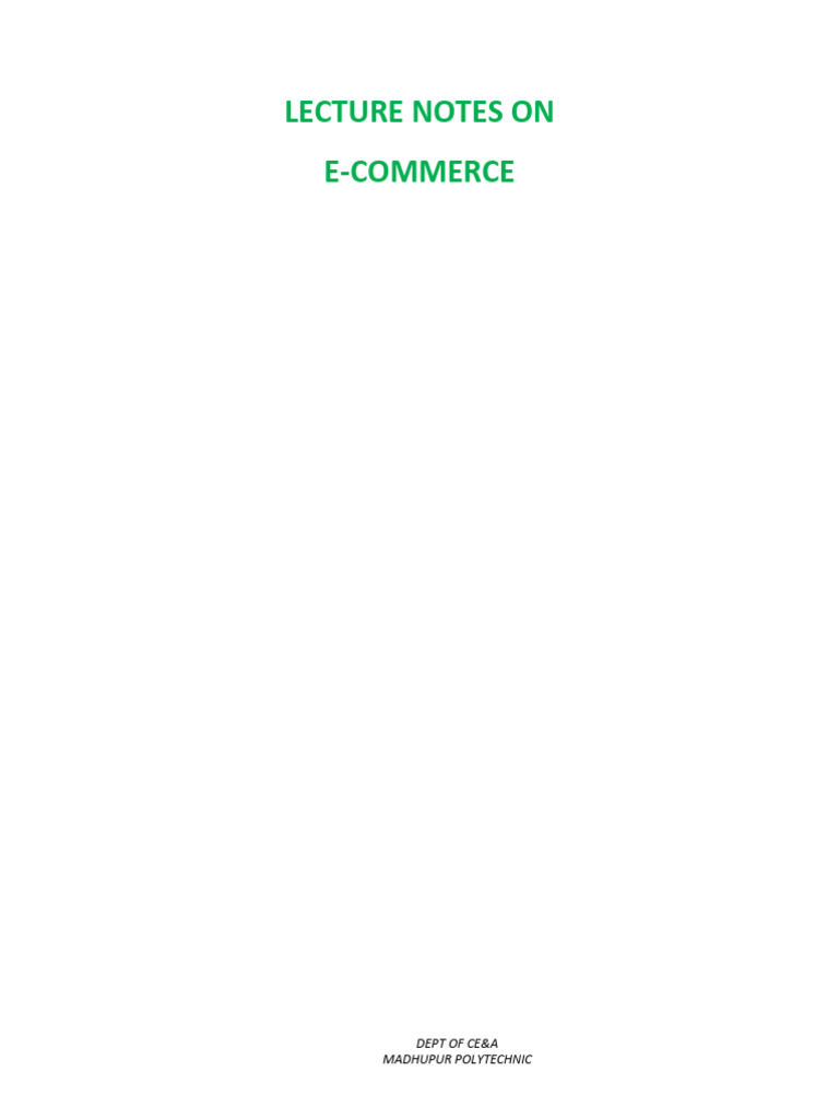 E-Commerce Lecture Notes Overview | PDF | Call Centre | Customer ...