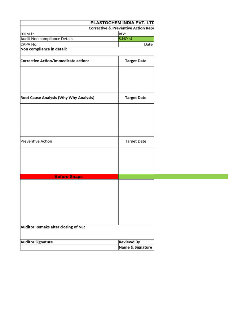 CAPA Report for Audit Non-Compliance | PDF