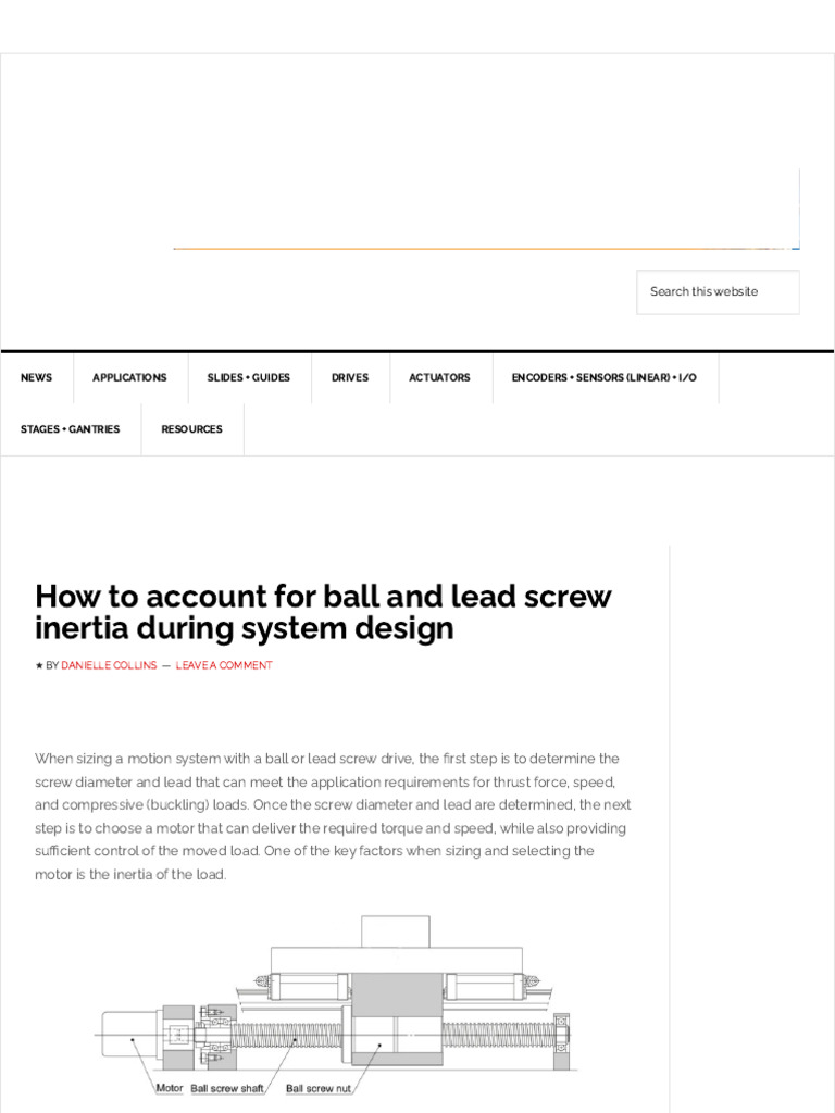 Ball and Lead Screw Inertia Guide | PDF | Rotation Around A Fixed Axis ...
