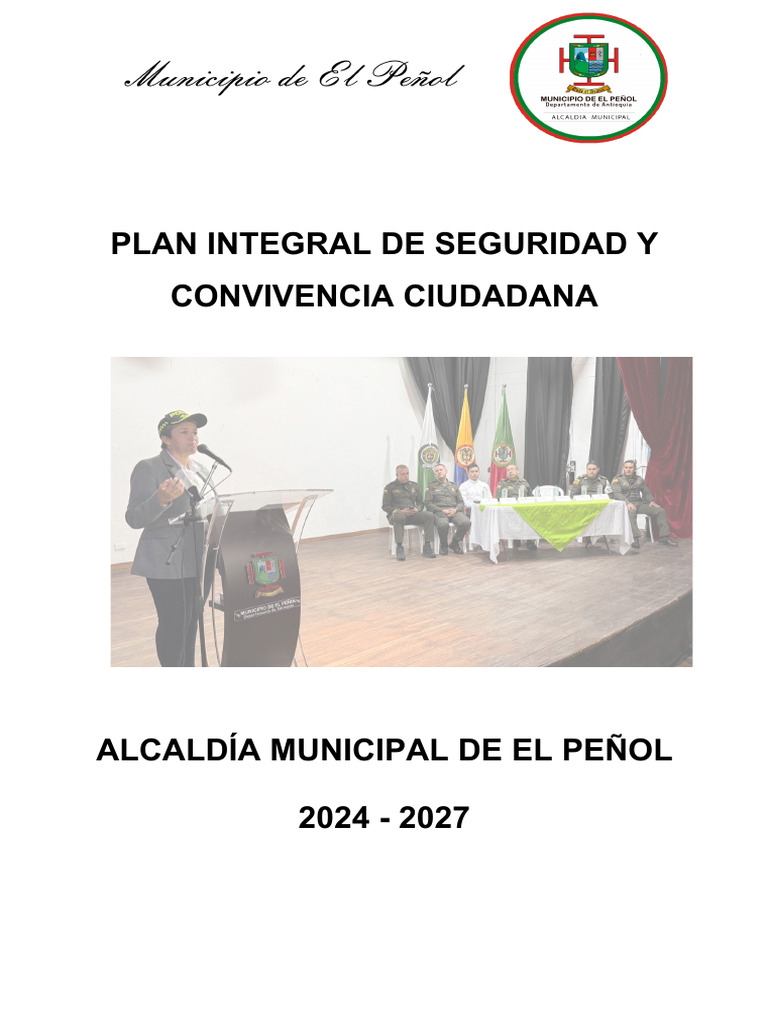 Plan de Seguridad y Convivencia 2024-2027 | PDF | Policía | Alcalde