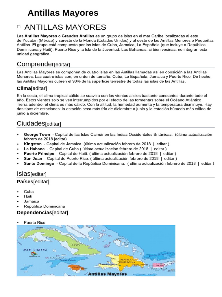 Población y Clima de las Antillas Mayores | PDF | Antillas Mayores ...