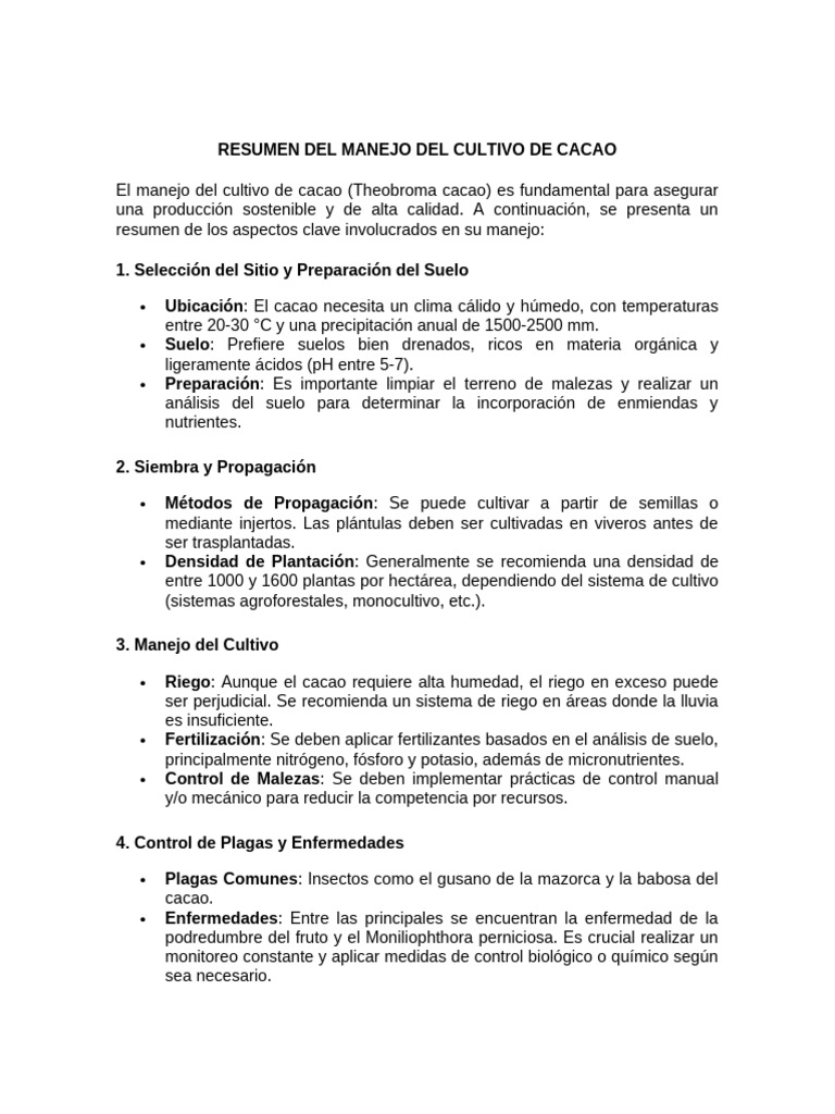 Manejo y Densidad de Siembra de Cacao | PDF | Agricultura | Fertilizante