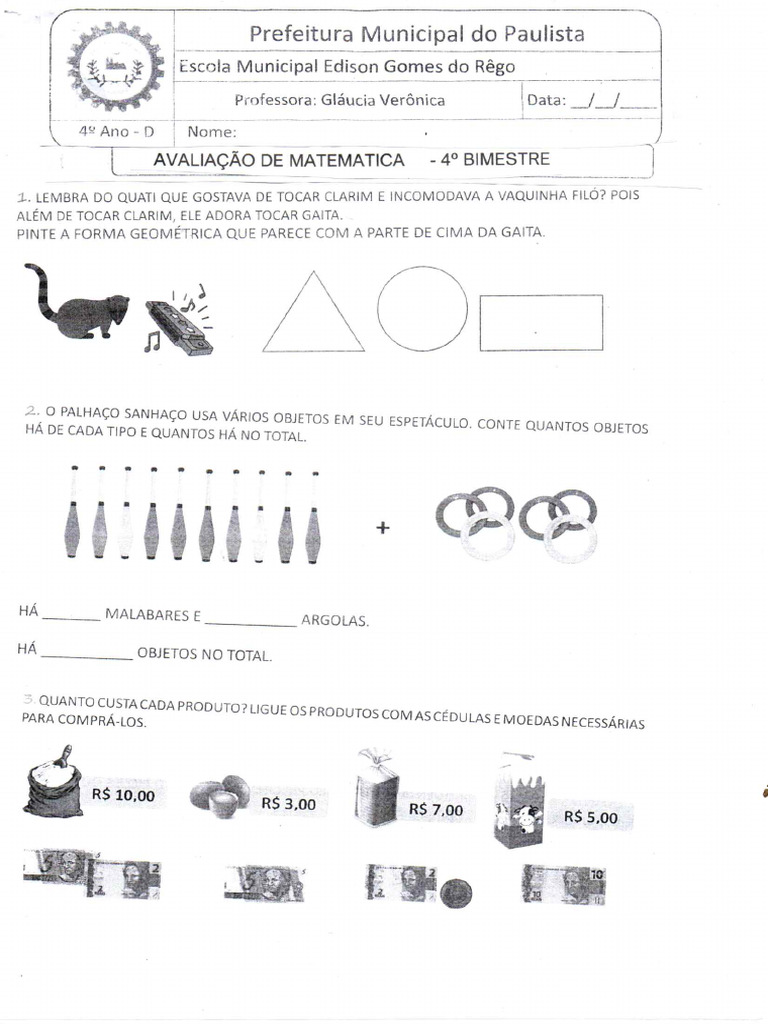 Prova de Matematica Criança Atipica | PDF