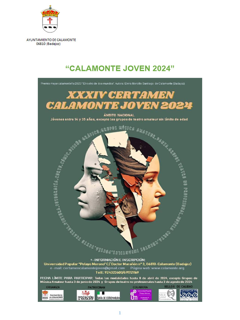 Certamen Nacional Calamonte Joven 2024 | PDF | Bailes