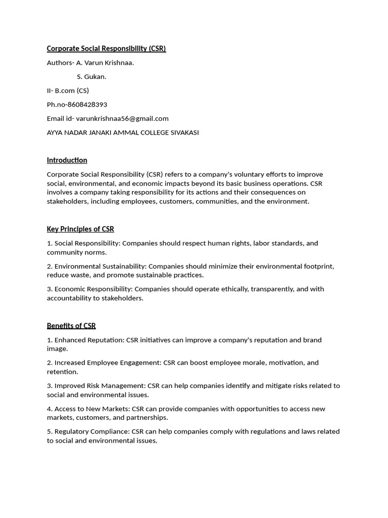 Corporate Social Responsibility Abstract | PDF | Corporate Social ...