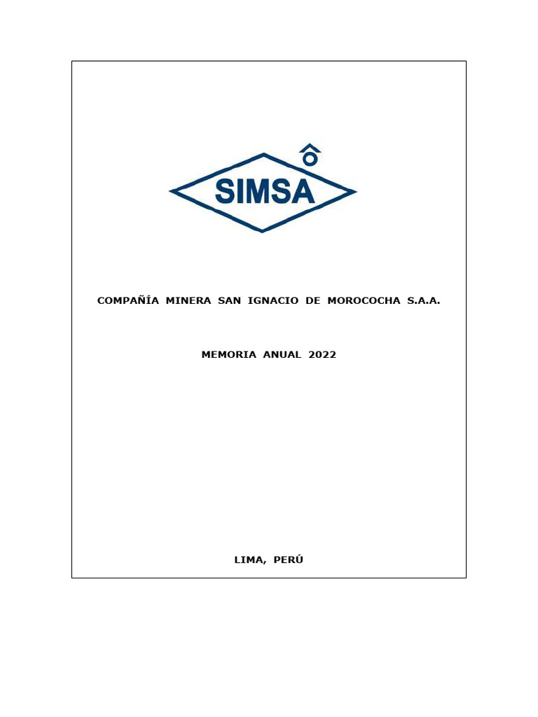 Memoria Anual 2022 de SIMSA | PDF | Sustentabilidad | Minería