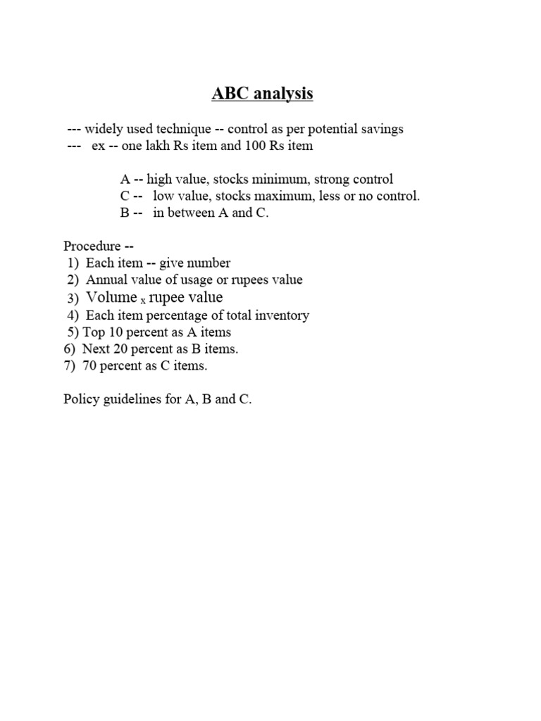 ABC Analysis for Inventory Management | PDF