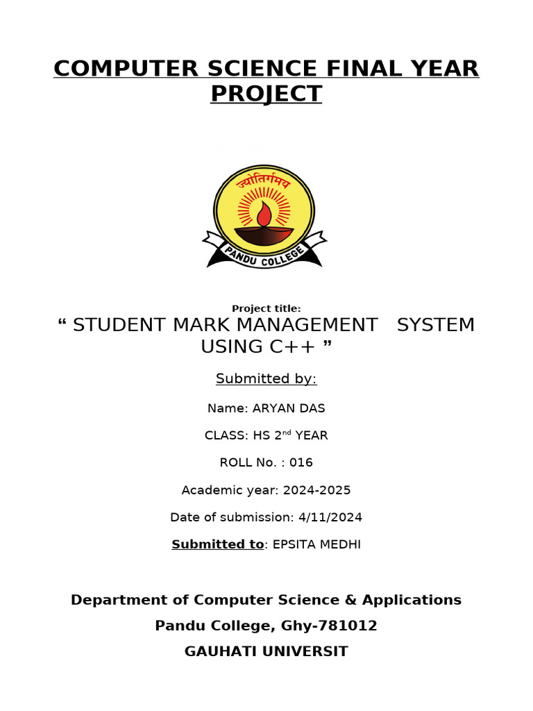 Computer Science Project (AryanDas) 016 | PDF | Computer Program ...