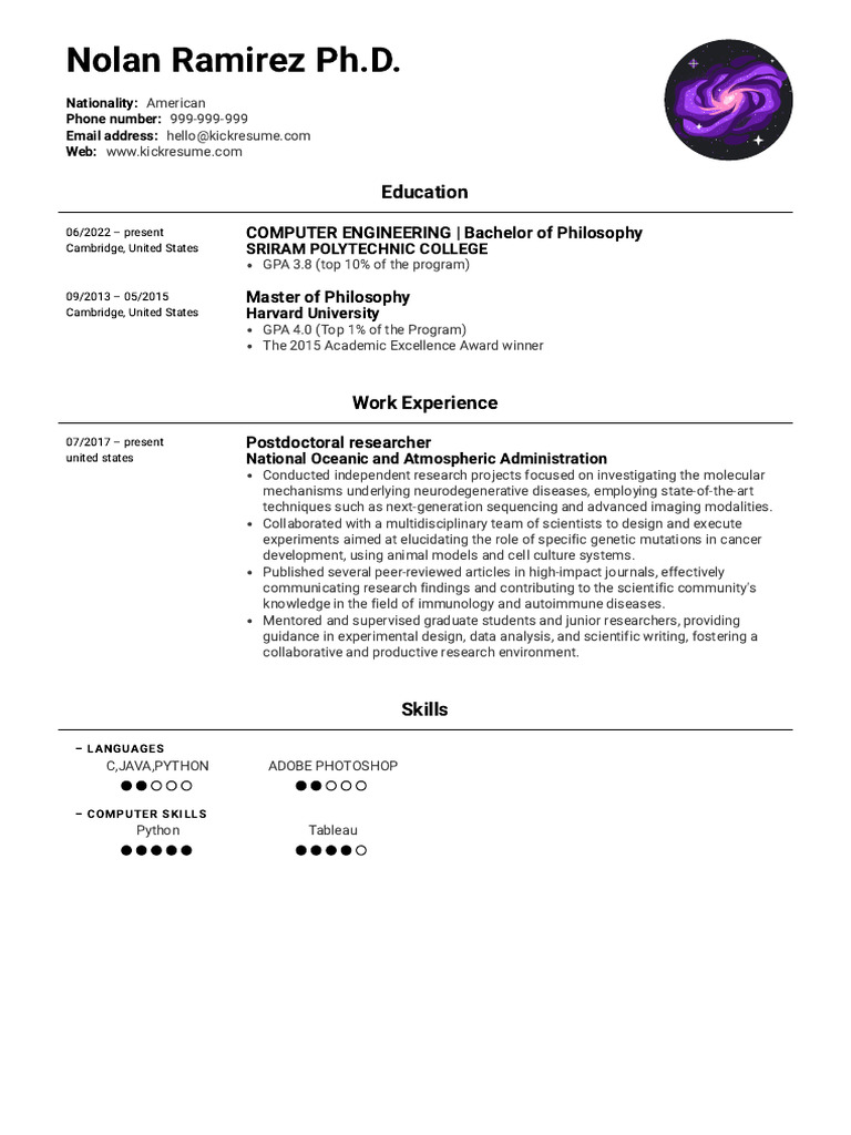 Postdoc CV of Nolan Ramirez, Ph.D. | PDF