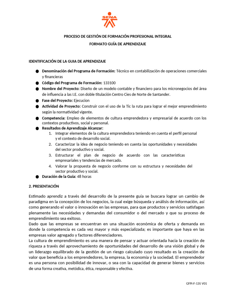 Guía de Aprendizaje para Emprendedores | PDF | Iniciativa empresarial ...
