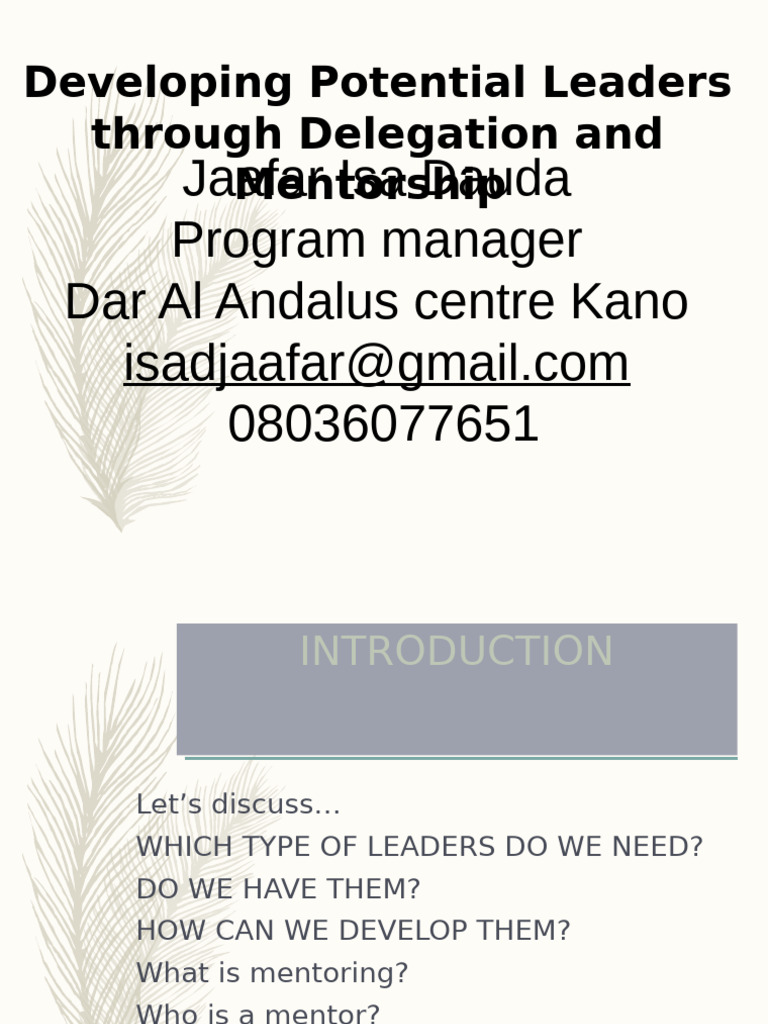Developing Potential Leaders Through Delegation and Mentorship | PDF ...