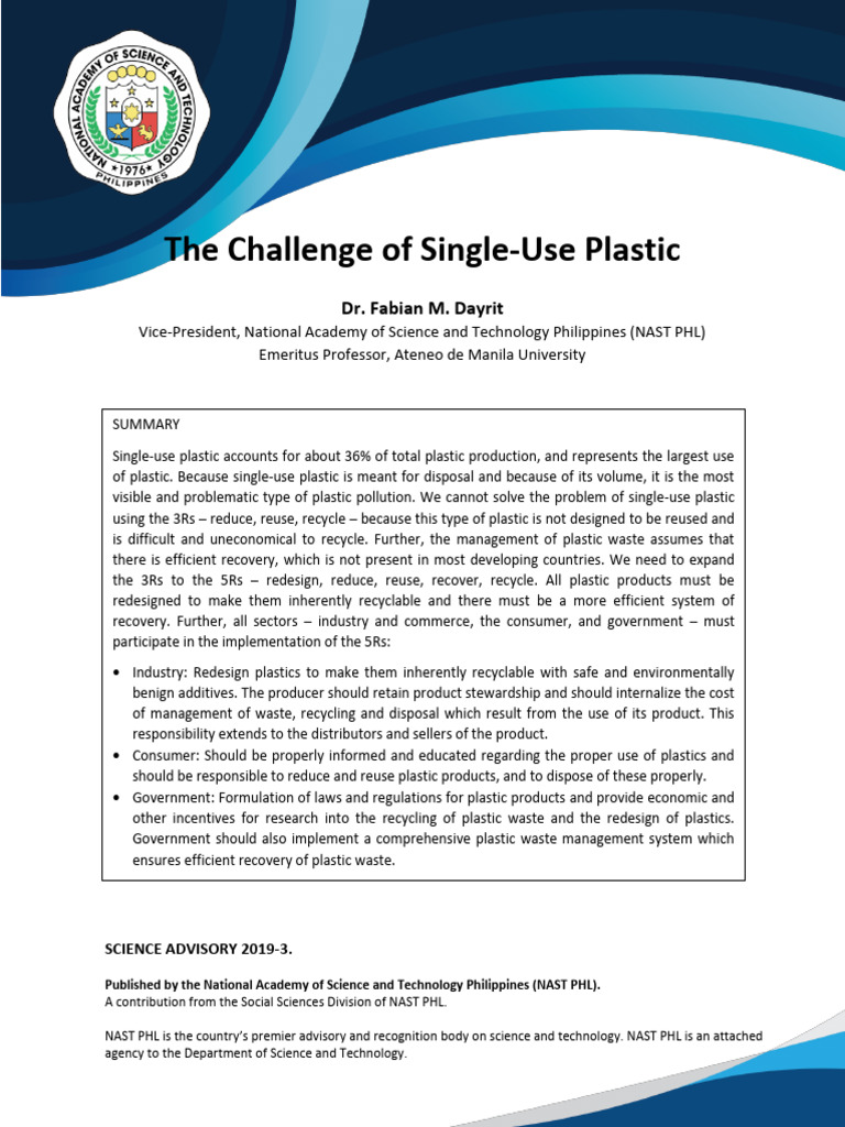 Addressing Single-Use Plastic Pollution | PDF | Waste Management | Life ...