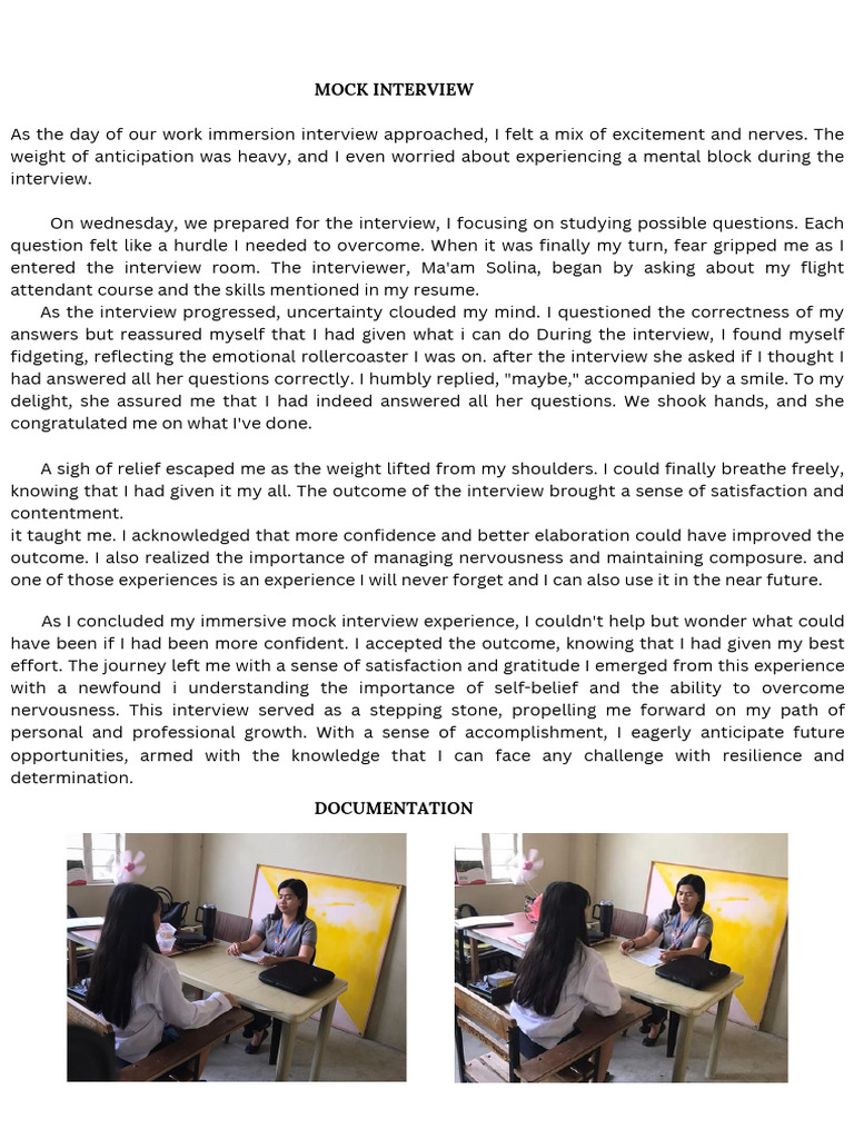 Mock Interview Experience Reflection | PDF