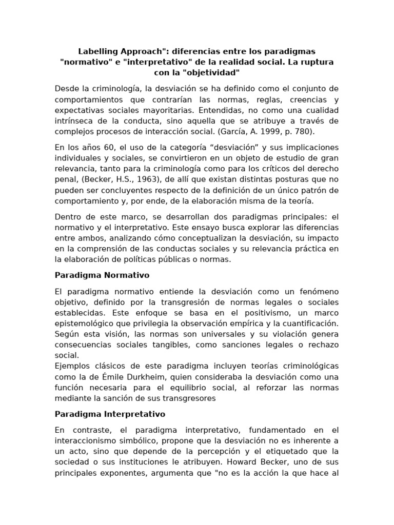Labelling Approach | PDF | Desviación (sociología) | Comportamiento