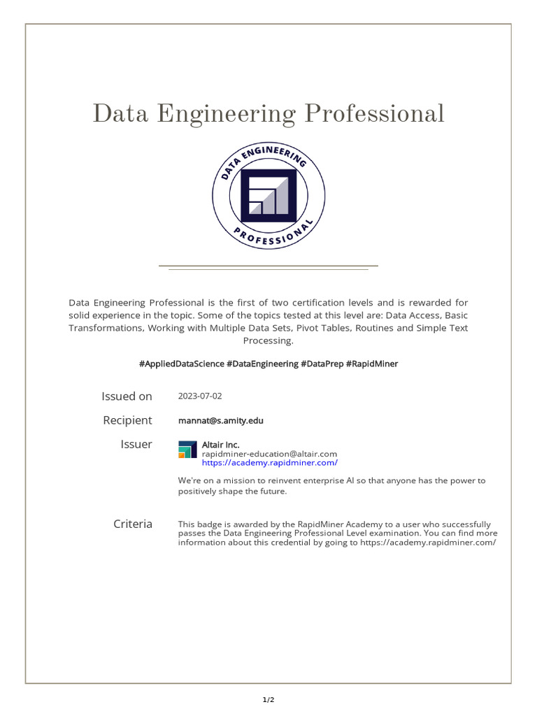 2023 07 02 Data Engineering Professional | PDF