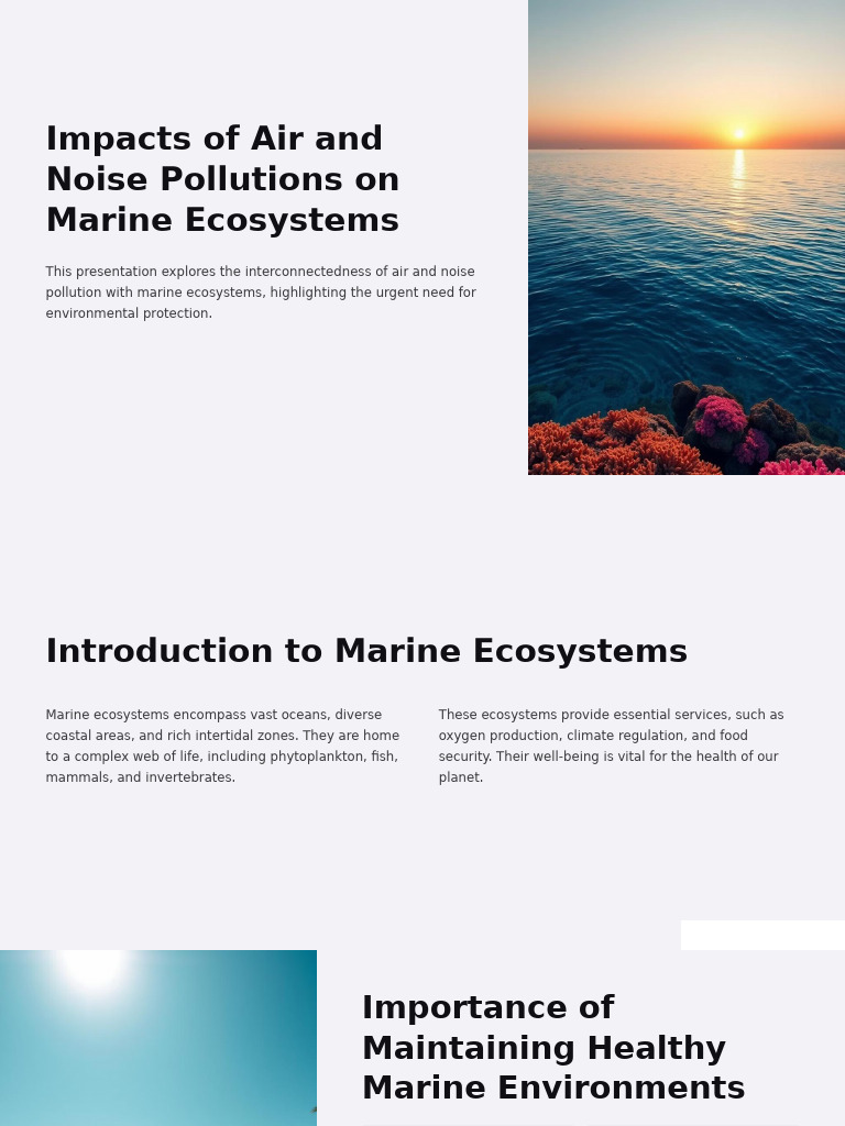 Air and Noise Pollution Effects on Marine Life | PDF | Ecosystem ...