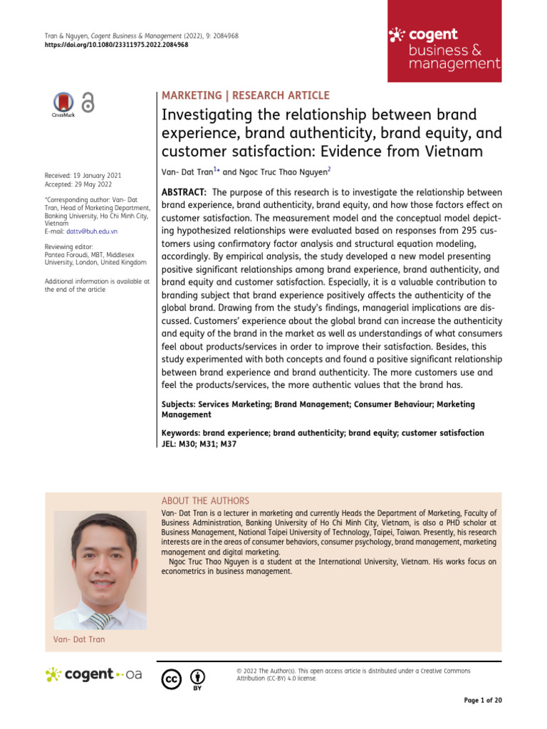 Brand Experience and Customer Satisfaction in Vietnam | PDF | Brand ...