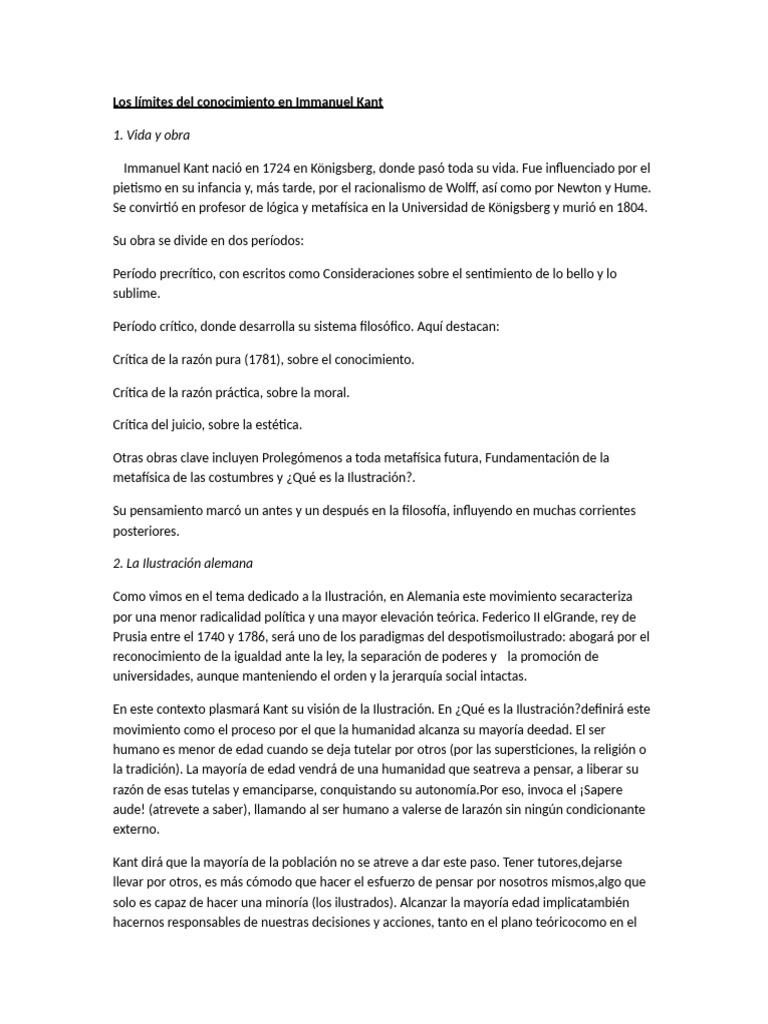 Límites del conocimiento en Kant | PDF | Immanuel Kant | A priori y a ...