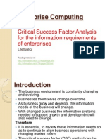 Enterprise Computing: Critical Success Factor Analysis For The Information Requirements of Enterprises