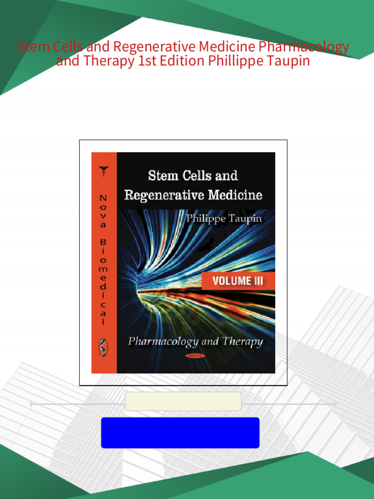 Stem Cells and Regenerative Medicine Pharmacology and Therapy 1st ...