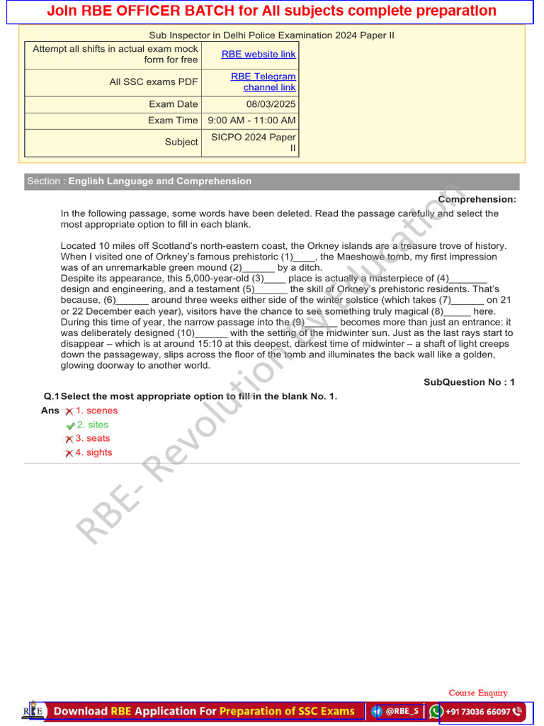 SSC CPO 2024 T-2 (Official Format) - RBE - Compressed | PDF | Organic Foods