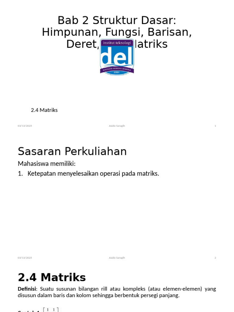 Operasi dan Jenis Matriks dalam Matematika | PDF