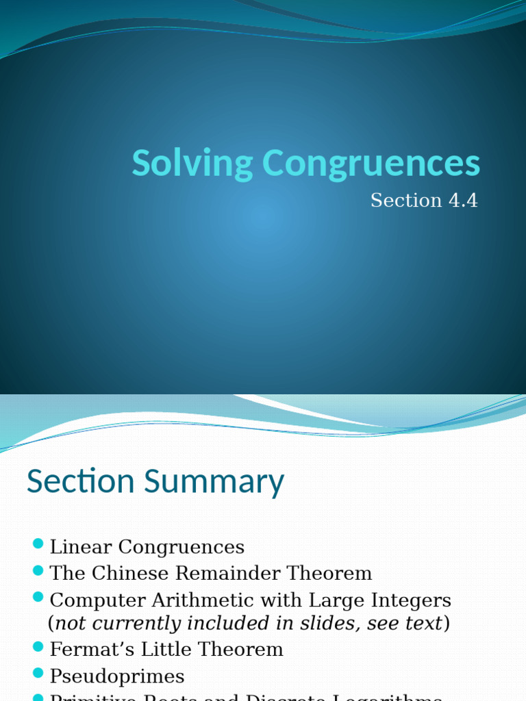 Solving Linear Congruences & Theorems | PDF | Mathematics | Number Theory