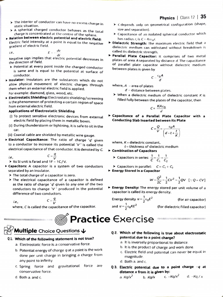 Chapter 2 One Mark Pdf Capacitance Capacitor