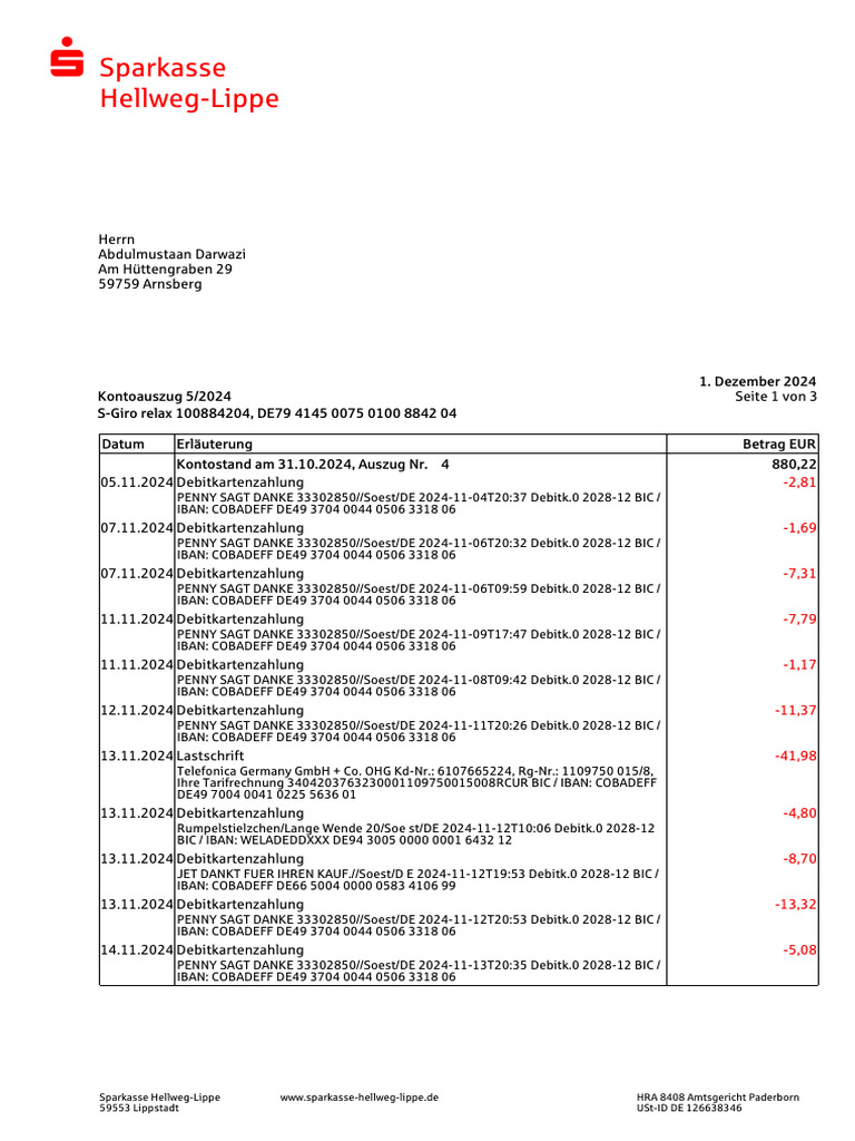 Konto 0100884204-Auszug 2024 0005 | PDF
