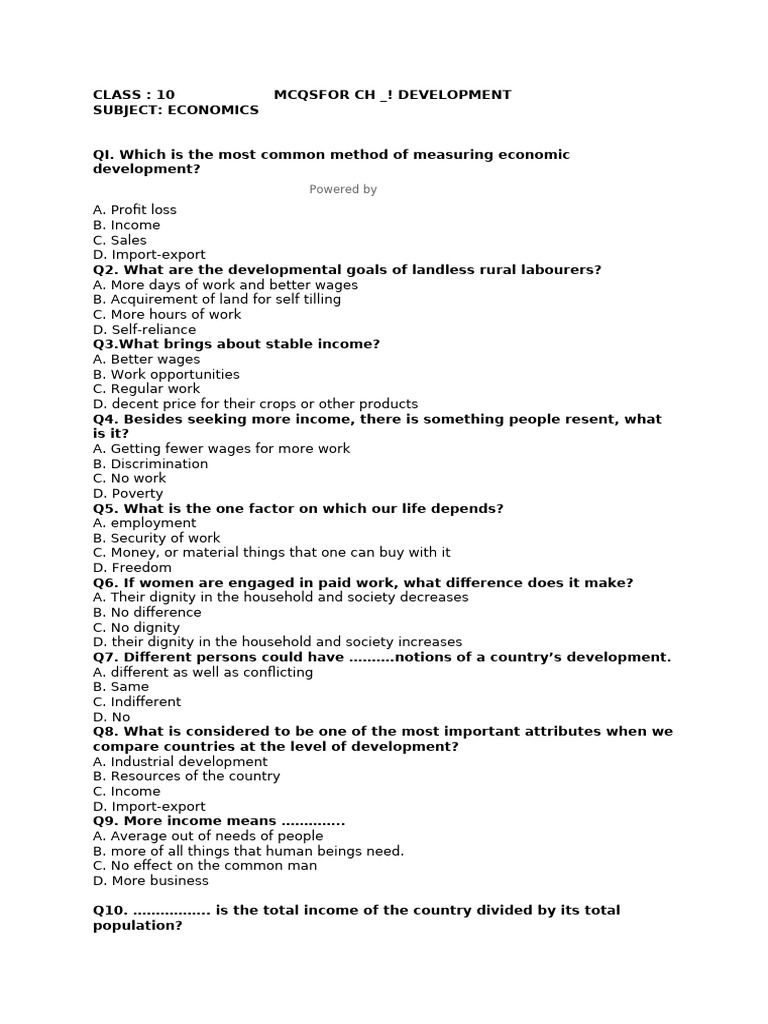 DEVELOPMENT -MCQS, IMPT Q& ANS | PDF | Sustainability | Human ...