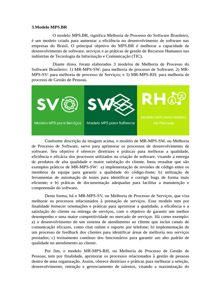 Modelo MPS.BR: Melhoria de Processos de Software | PDF | Qualidade ...