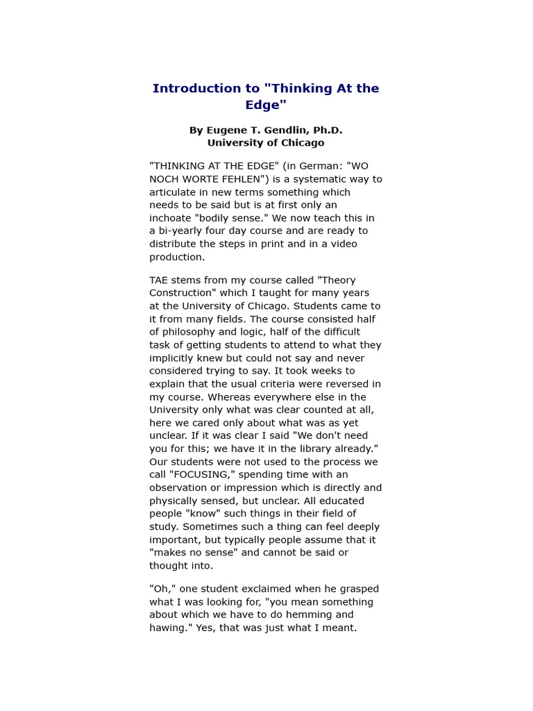 Understanding Thinking At the Edge | PDF | Concept | Logic