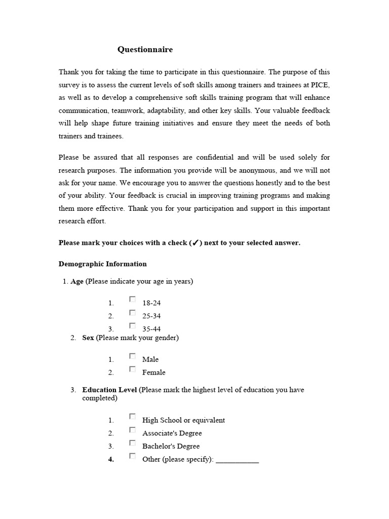 Soft Skills Training Needs Assessment | PDF | Skill | Emotional ...