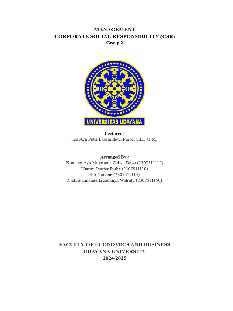 Group 2 - CSR and Green Management | PDF | Corporate Social ...