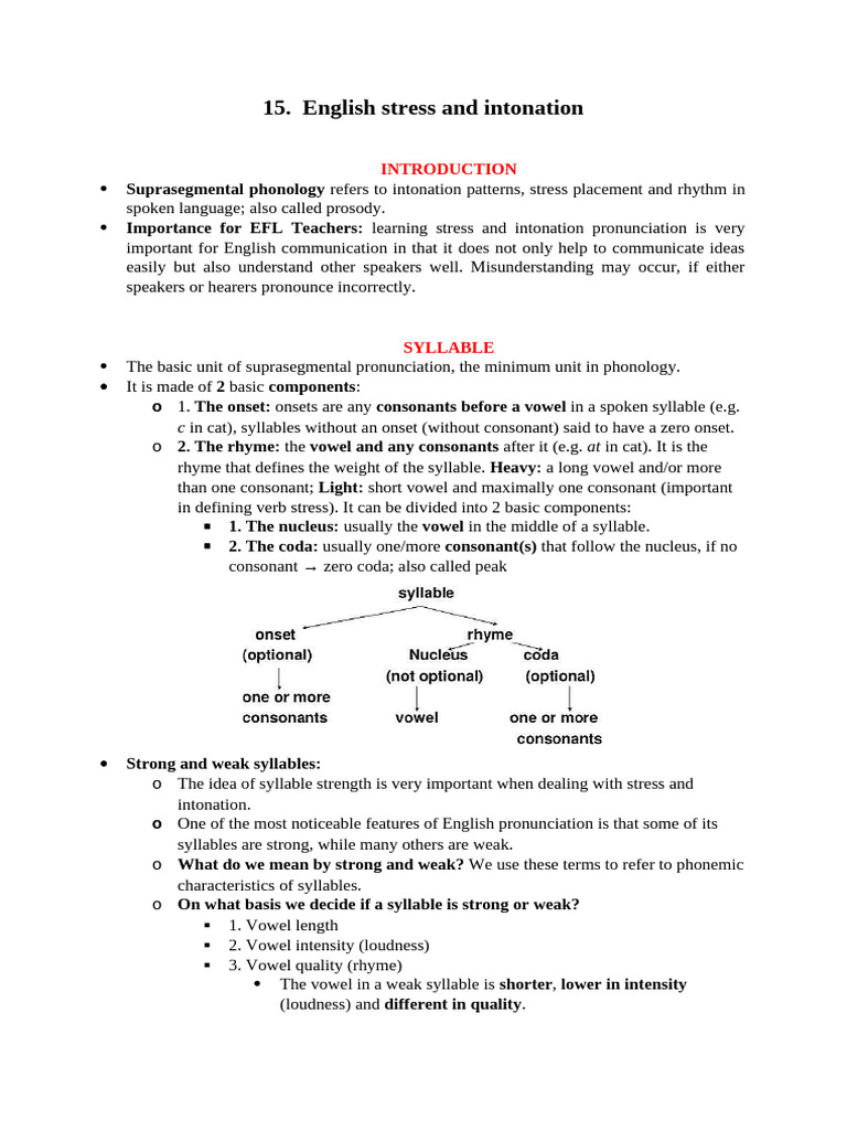 Stress and Intonation | PDF | Stress (Linguistics) | Syllable