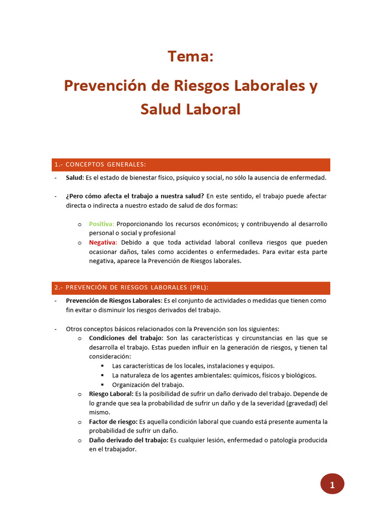 Prevención de Riesgos Laborales y Salud | PDF | Seguridad y salud ...