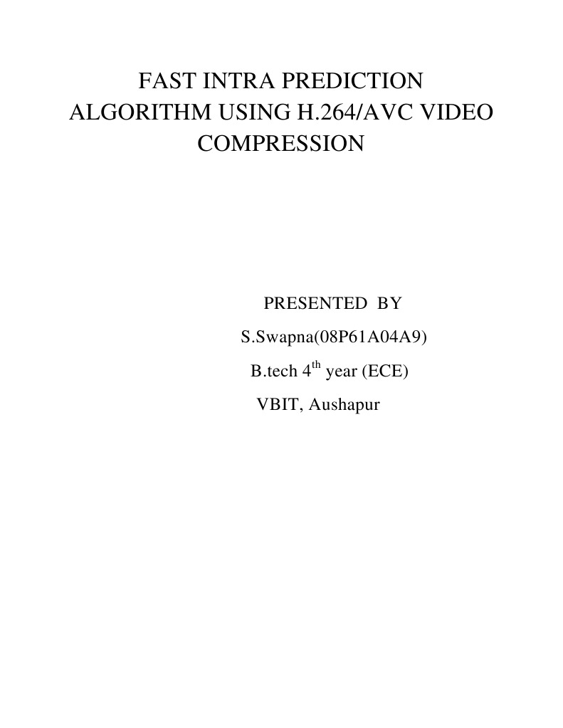 Fast Intra Prediction Algorithm Using H | PDF