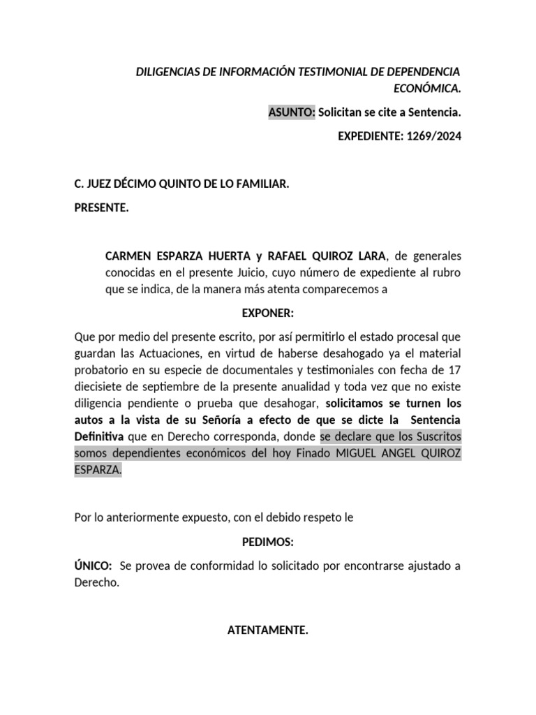 Solicitud de Sentencia | PDF