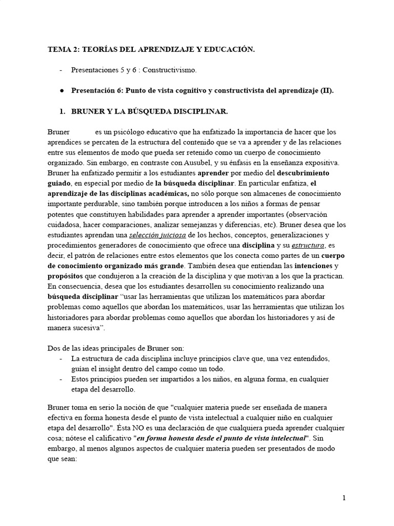 t.2. Educación | PDF | Aprendizaje | Constructivismo (filosofía de la ...