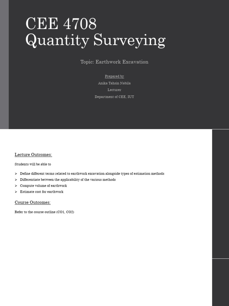 Earthwork Excavation Calculation Methods | PDF | Area | Volume