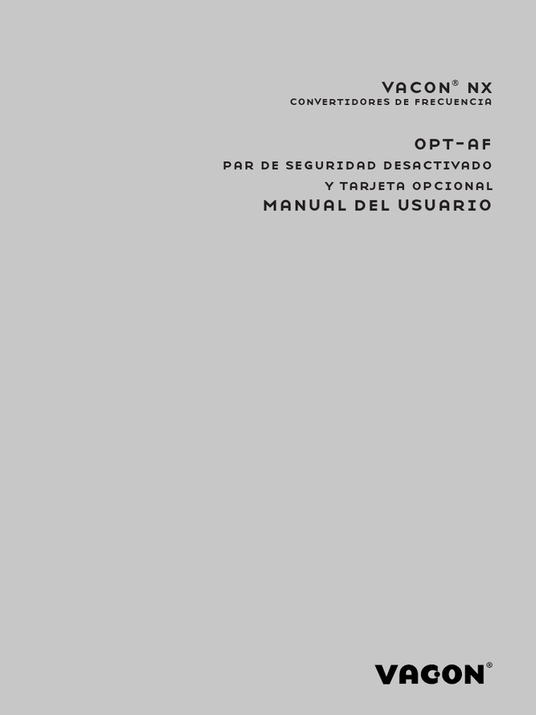 Drivesvacon Nx Optaf Sto Board Manual Dpd01630d Es (1) | PDF ...